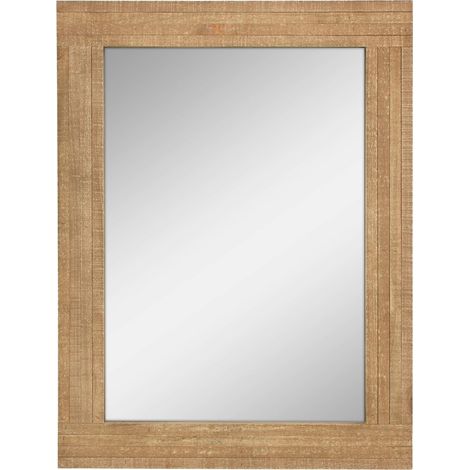 Miroir Mural rectangulaire avec Cadre en Bois Naturel avec Supports de Suspension attachés, décoration Rustique pour Salon, Chambre, Salle de Bain, Couloir et entrée 61 x 45,7 cm (1/5)