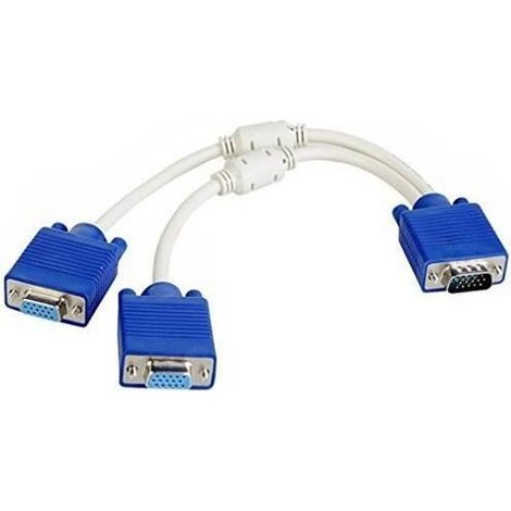 Kingwing® VGA 15 broches PC SVGA mâle vers 2 femelles Double bi-écrans adap Splitter câble (1/2)
