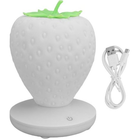 BelleRise - Lampe fraise USB – 2,5 W blanche – rechargeable 8-12h – silicone doux – chambre enfant (1/5)