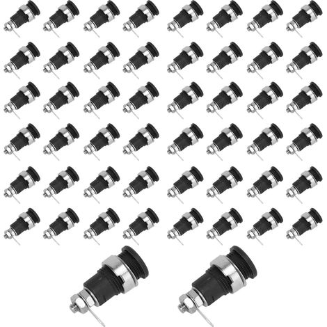 50 Pièces Douilles Banane 4mm Cuivre Pur Métal Haute Performance Décharge Courant Fort Accessoires Test Électrique Noir (1/5)