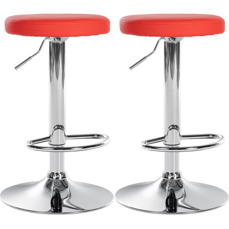 2er Set Barhocker Ponte Kunstleder rot Metall in Chromoptik (1/5)