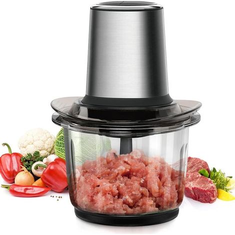 Hachoir Électrique Multifonction Avec Bol Verre 1.5L - 400W, 2 Niveaux de Vitesse, 4 Lames Amovibles pour Viande, Oignon, Herbes, Fruit Sec Rapide (1/5)