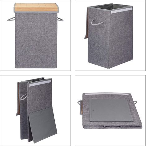 Panier pliable corbeille couvercle 60 litres sac à linge sale poignées