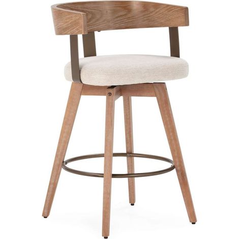 Pack de 2 taburetes modelo Zaira acabado roble/beige, 88cm(alto) 50.5cm(ancho) 51cm(largo) (1/5)