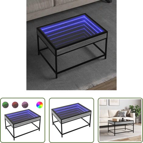Table basse LED - Table basse avec LED infini sonoma gris 70x50x41 cm (1/5)