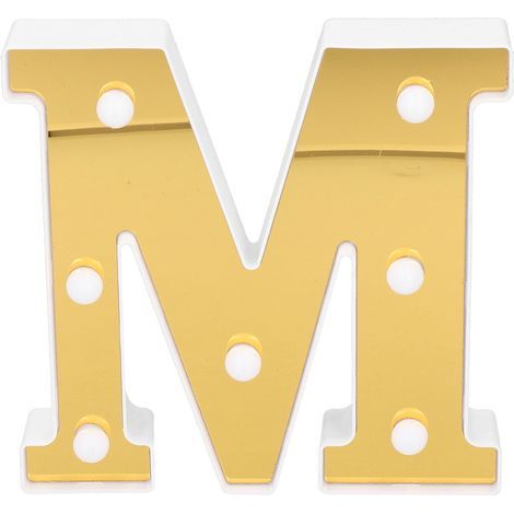 Lampe décorative LED dorée en forme de lettre M, éclairage intérieur blanc chaud pour maison. (1/5)
