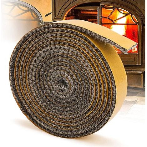 – Ruban d'étanchéité en fibre de verre 3 mm x 12 mm x 2 m – Résistant à haute température – Joint auto-adhésif pour poêles et cheminées (1/4)