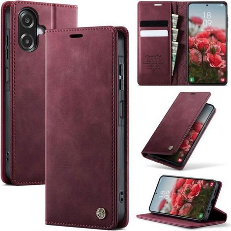 Coque Galaxy A07 4G - Cuir PU - Blocage RFID - Porte-cartes - Support intégré - Antichoc - Rouge (1/5)