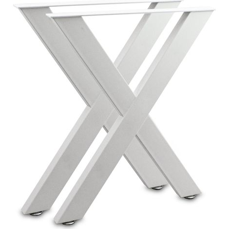 Tischbeine Tischkufen Tischgestell Tischuntergestell Stahl Metall Eckig (Kreuz 72x60, Weiß)