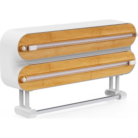 Motif Bambou Derouleur Film Alimentaire, Magnétique Distributeur Papier Aluminium et Film, Distributeur Film Alimentaire avec Un Couteau Bien Aiguisé, Derouleur Essuie Tout Murale pour Cuisine (1/5)