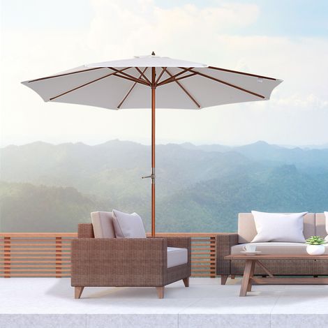 Parasol en bois Parasol Jardin de parasol en bois Parasol Parasol Parasol 2,5 m Crème (1/5)