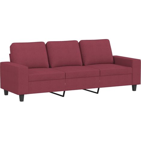 Canapé Sofa à 3 places Rouge bordeaux 180 cm Tissu