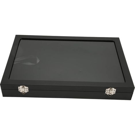 Wooden Display Case, Storage Box, Wooden Display Case for Medals, Badge and Pin Collection Display Case, Dustproof Wooden Box with Lid for Military Medals and Pins (1/5)