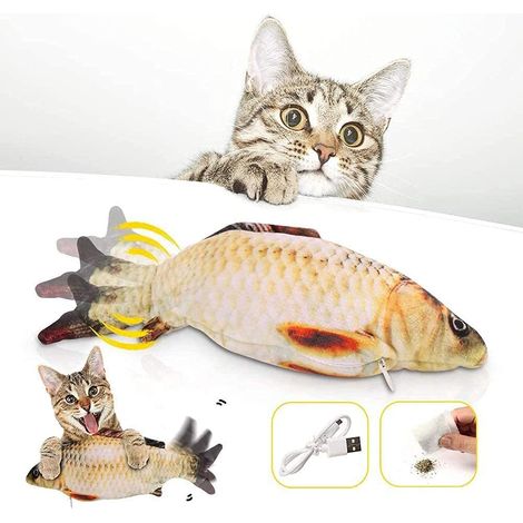 Jouet Poisson Électrique Pour Chat - Peluche Avec Cataire Et Mouvement - Rechargeable Usb Lavable - Idéal Intérieur - 1 Pièce (1/5)