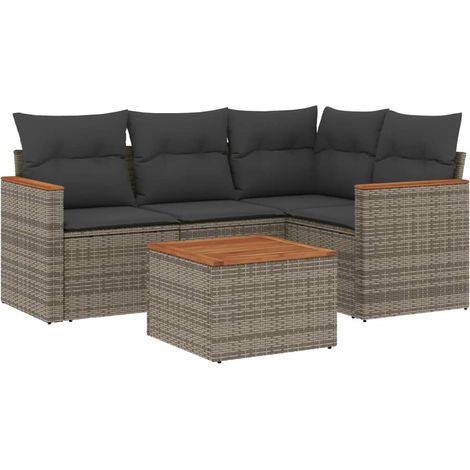 Maison Exclusive - 5-tlg. Garten-Sofagarnitur mit Kissen Grau Pol