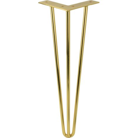 Gamba per mobile a forcina, oro lucido, altezza 41 cm, per tavolo, 3 aste, 10 mm (1/4)