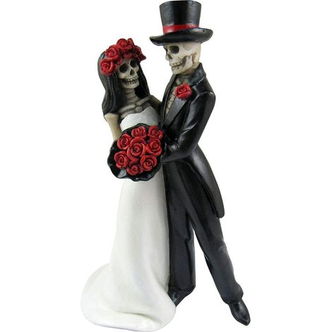 Gruselige Skelett-Brautpaarfigur aus Kunstharz, Halloween-Hochzeitsdekoration, Geschenk für eine schaurig-schöne Party (1/5)