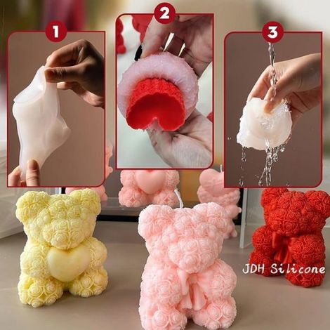 Moule Silicone Ourson - Résistant -40 °C à +230 °C - Pour Bougies Artisanales Décoratives - 1 Pièce (1/5)