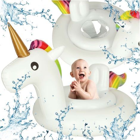 Flotador hinchable con forma de unicornio y asiento, para niños de 1 a 3 años. (1/5)