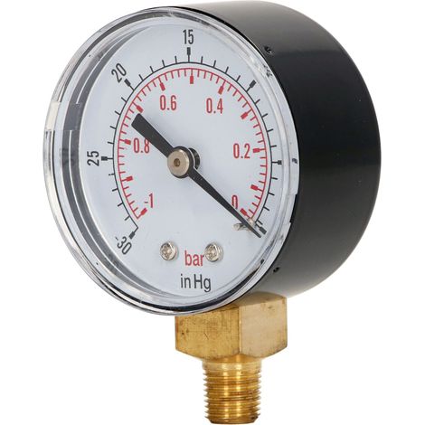Manomètre à vide en laiton 1/8 BSPT, étanche pour fluides hydrauliques et lubrifiants (1/5)