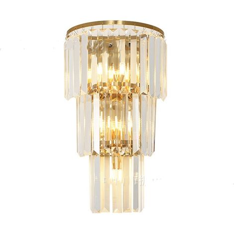 Applique Murale Intérieure en Cristal L15 x H35cm couleur Doré Lampe Art Déco (1/5)
