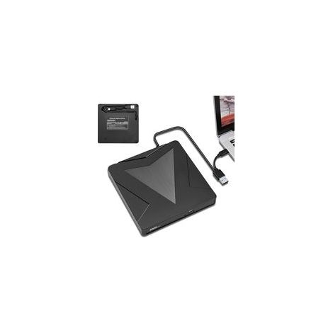 Externes CD/DVD-Laufwerk mit USB 3.0 und Typ-C. Externer CD/DVD-Brenner mit ROM +/- RW. Ultraschlanke, tragbare 0,5-Zoll-Laufwerke. Externes DVD-Laufwerk für PC, MacBook, Windows 11/10/8/7, Linux und (1/5)