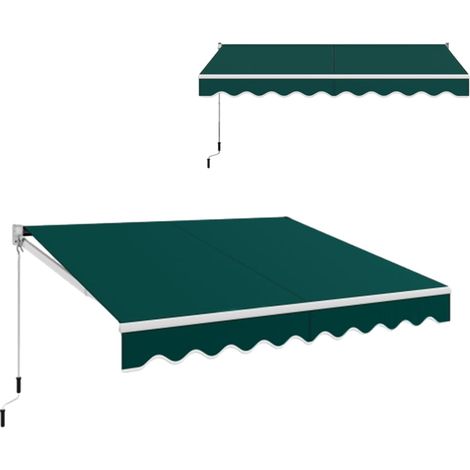 GOPLUS Auvent Rétractable avec Manivelle Auvent Manuel avec Revêtement PA et Cadre en Aluminium Durable pour Pare-Soleil, Auvent Anti-Soleil Idéal pour Store,Balcon,Jardin (Vert,295X250CM)