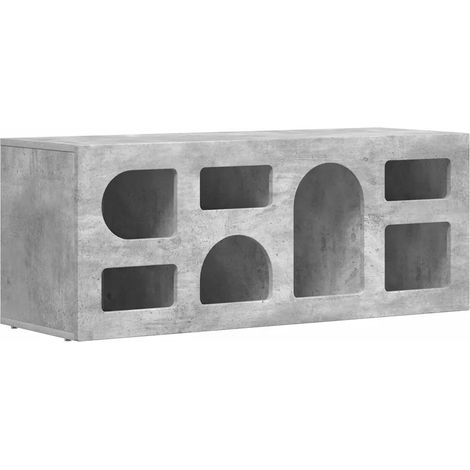 Porta TV moderno rettangolare 100 x 35 x 40 cm con ampio spazio di archiviazione e atmosfera pulita in legno ingegnerizzato grigio cemento 020054758