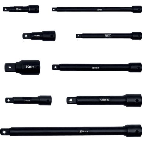 Set prolunghe rinforzate prolunga chiavi a bussola adattatore 1/4" 3/8" 1/2" 9 pz 621ls (1/2)