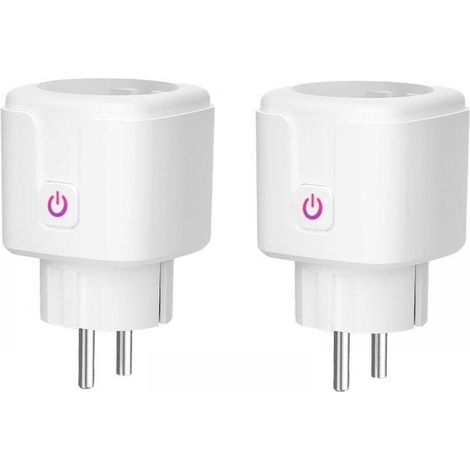 Prise Connectée Wifi - 2 Pièces - 16 A - Compatible Alexa Google Assistant Smart Life - Commande à Distance et Programmation Temporelle - Pour Maison et Bureau