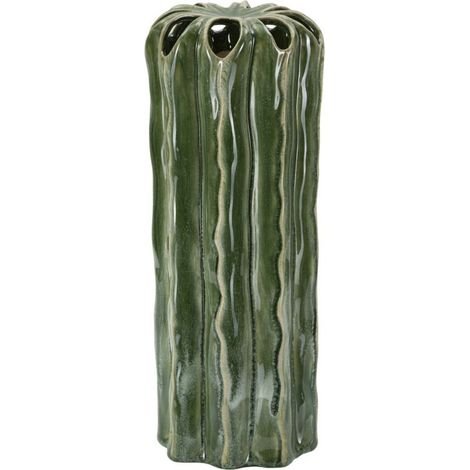Vaso Cactus Tall in ceramica verde a forma di cactus