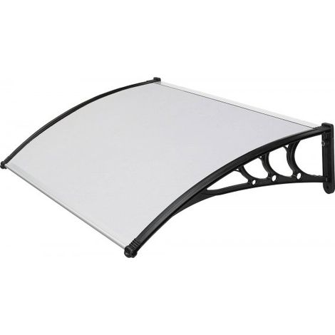 Pensilina tettoia, abs nero, policarbonato compatto satinato opaco 150x100cm da esterno Fredi