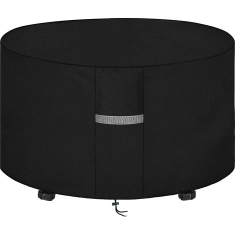 Housse de foyer ronde avec bouches d'aération, imperméable, anti-décoloration, résistante aux UV, en tissu Oxford 600D robuste, housse de brasero de terrasse (230 x 110 cm) – Noir (1/5)