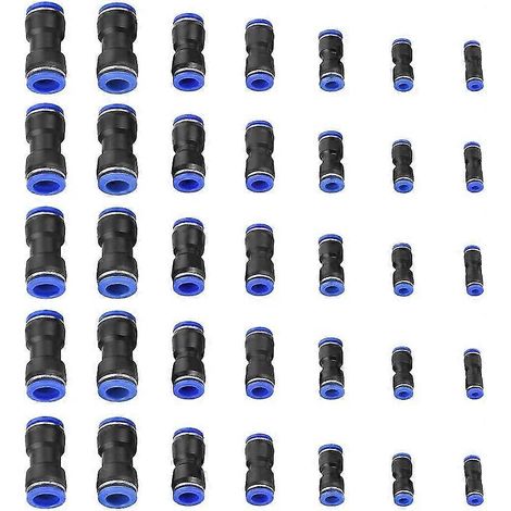 35 raccords rapides pneumatiques droits pour tubes de diamètre extérieur 4/6/8/10/12/14/16 mm (1/5)