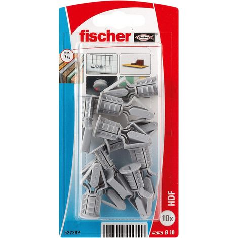 Fischer – Chevilles pour plaque de plâtre 10 mm – Pack de 10 – Nylon pour murs intérieurs – Résistance accrue au déchirement