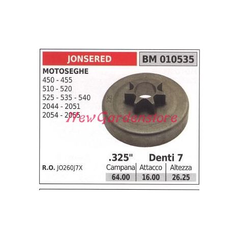 Piñón motor motosierra JONSERED 450 455 510 525 535 .325' dientes 7 010535