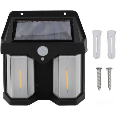 Lampe murale extérieure carrée à 2 lampes avec détection de mouvement 3 modes alimentée par énergie solaire, étanche, montée sur le mur (1/5)