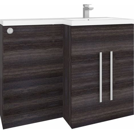 1100mm L Shape RH Vanity Unit Grey & BTW Toilet Unit Flat Packed (1/5)