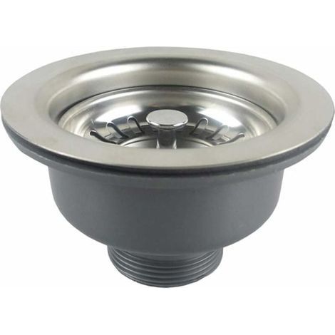Bonde D'évier sans trop plein panier inox ø 110 mm 1½". Acier inoxydable + ABS. Bonde + Panier (1/5)