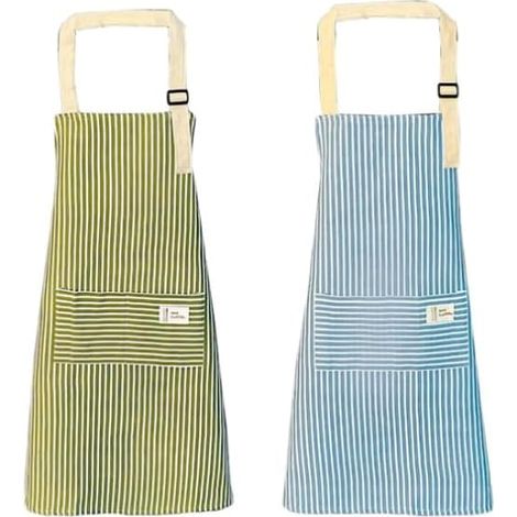2 Pièces Tablier Cuisine,72cmx68cm Reglable Tablier de Menage, Tablier en Coton et Lin Etanche avec 2 Poche, pour Cuisine Familial, Restaurant, Jardin, Barbecue, École, Café