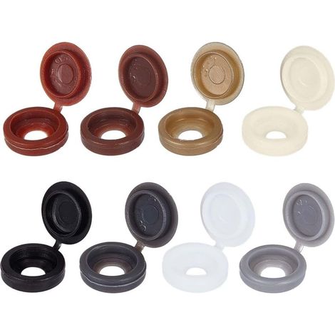 200 pcs 8 Couleurs Vis à Charnière Capuchons de Couverture Pliez Snap Covers Plastique Obturateur Vis Caps Rondelle Flip Tops Meubles Clôture Trou Bouchon pour Couvrir Les Têtes(M) (1/5)