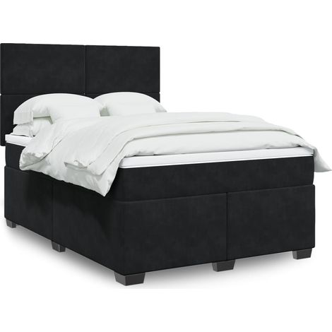 Boxspringbett mit Matratze Schwarz 160x200 cm Samt