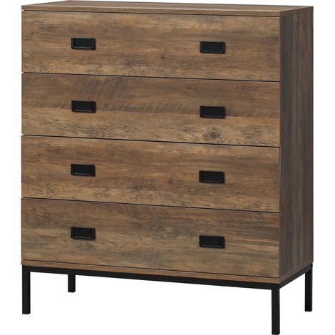 Cassettiera 4 cassetti truciolato metallo 80x39x95 cm marrone