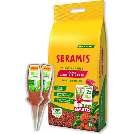 Seramis Pflanz-Granulat für Zimmerpflanzen 15 l + 2 Bio-Vitalkuren gratis Bodenzusatz