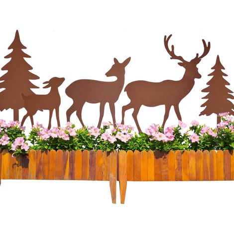 Décoration En Fer - Arbre De Noël Et Cerf En Métal - Pour Jardin Clôture Appui De Fenêtre Portail - Lot De 5 Pièces (1/5)