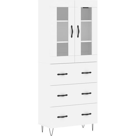 Buffet haut Blanc 69,5x34x180 Bois d'ingénierie (1/5)