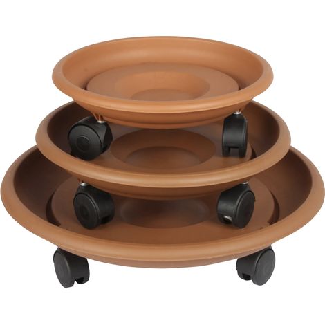 Set 3 Pezzi Carrello PortaVasi Ø 33/26/22 Cm Supporto Per Piante Sottovaso Carrellino Rotondo Per Fiori Ambienti Interni Esterni Con Ruote (1/4)
