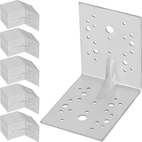 KOTARBAU® 50 Pièces Équerre De Fixation - Acier Galvanisé - 130 x 130 x 100 mm - Argent - Renfort D'Angle Métal - Équerre de Fixation Renforcée - 90 Degrés (1/5)