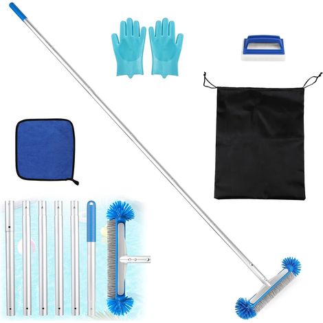Round Pool Brush with Handle, 210 cm, Pool Cleaning Brush, for Cleaning Bottom and Walls and Floors Effortlessly (Set C) (1/5)