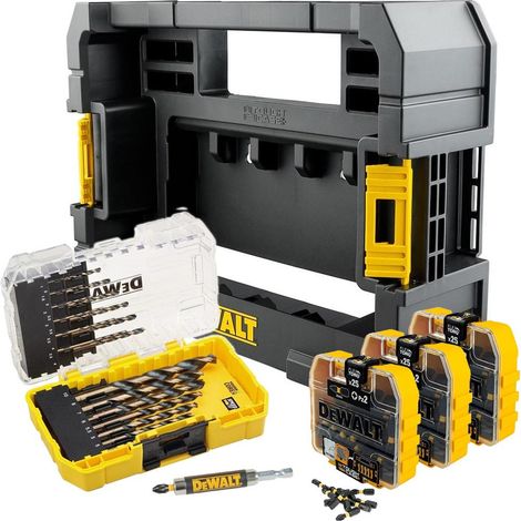 Dewalt 100 Piece Black Gold Drill Screwdriver Bit Set + Tough Case TStak Caddy (1/4)